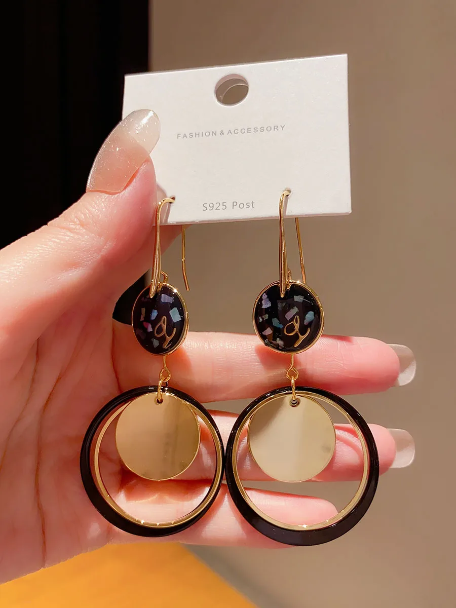 Высококачественные длинные круглые серьги в стиле ретро с преувеличенным