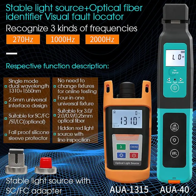 COMPTYCO 2PCS AUA-1315 Optical Power Meter Portable 1310,1550nm +AUA-40 Live Fiber Identifier Optical Fiber Identifier