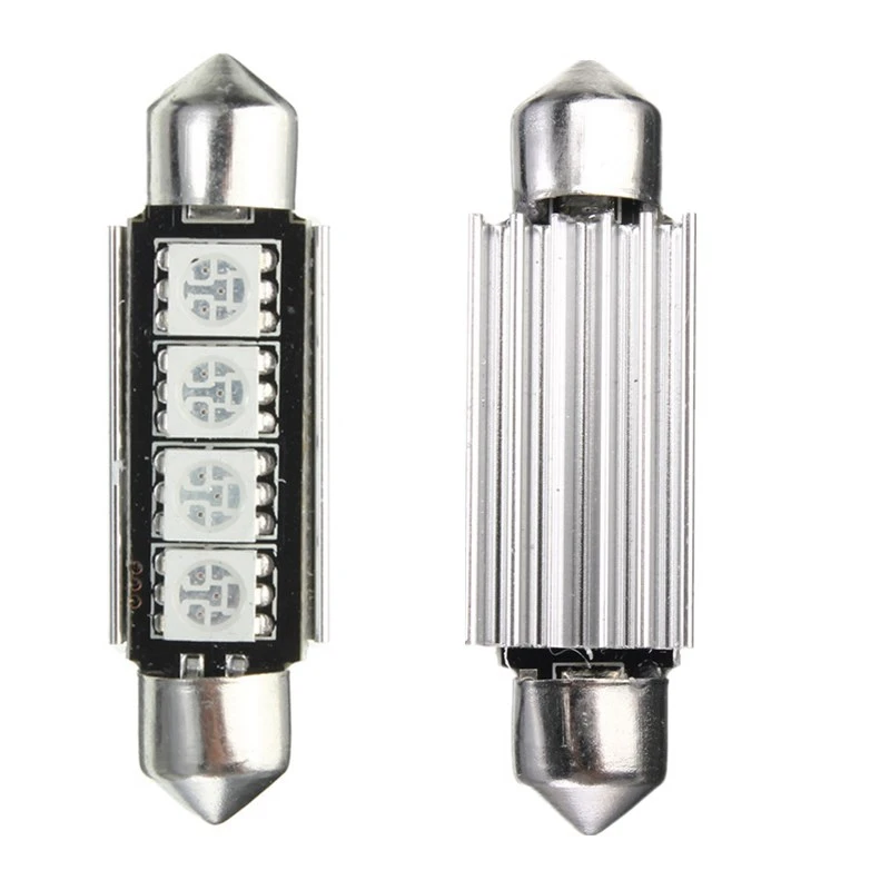 

2X красная 4-SMD 5050 светодиодсветодиодный карта/купольная внутренсветильник ПА 42 мм гирлянда 2,2 Вт DV 12 В