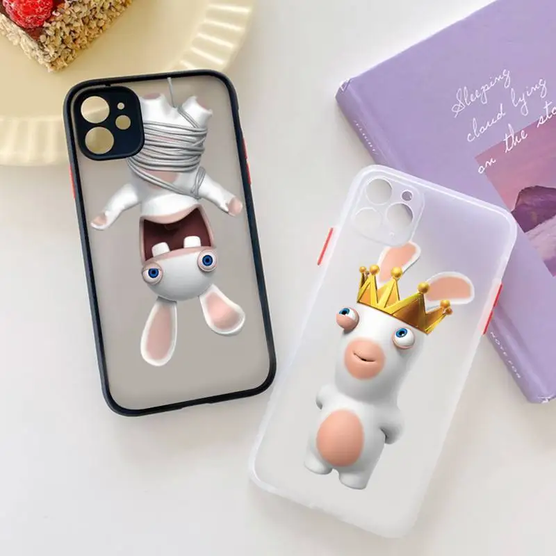 

Crazy Bunny Rabbids Invasion Phone Case for iPhone X XR XS 7 8 Plus 11 12 13 pro MAX 13mini Translucent Matte Shockproof Case