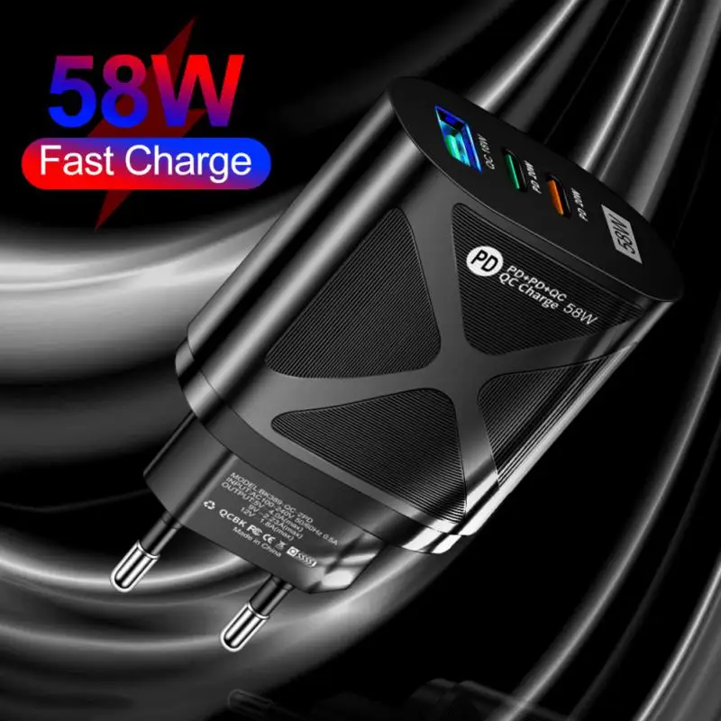 

USB C Charger 58W Fast Charging Charger 2 Ports Type C Mobile Phone Charger PD Power Adapter For Samsung Xiaomi IPhone QC3.0