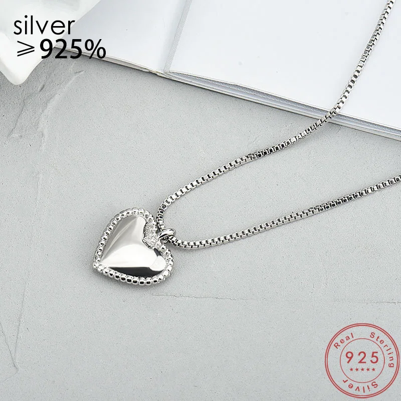 

Silver Color Fashion All-match Heart-shaped Pendant Necklace Women's Simple Temperament Accessories Lover Gift