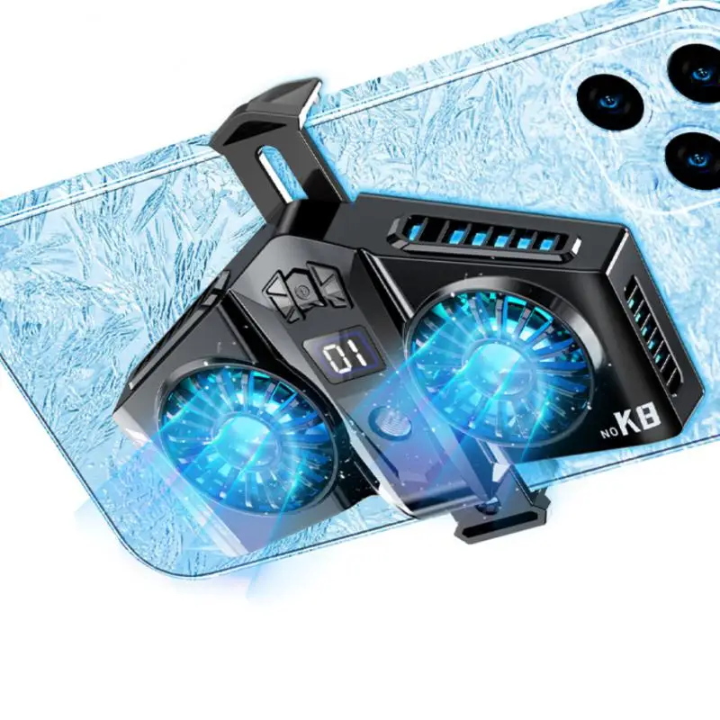 

Aluminum Alloy Mobile Phone Semiconductor Cooling Clip Phone Cooling Fan With Smartphone Temperature Display Portable 15w
