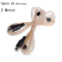 1pc fm radio antenna 2m long transparent hd aerial receiver black dual pin female connector for fm radio stations indoor