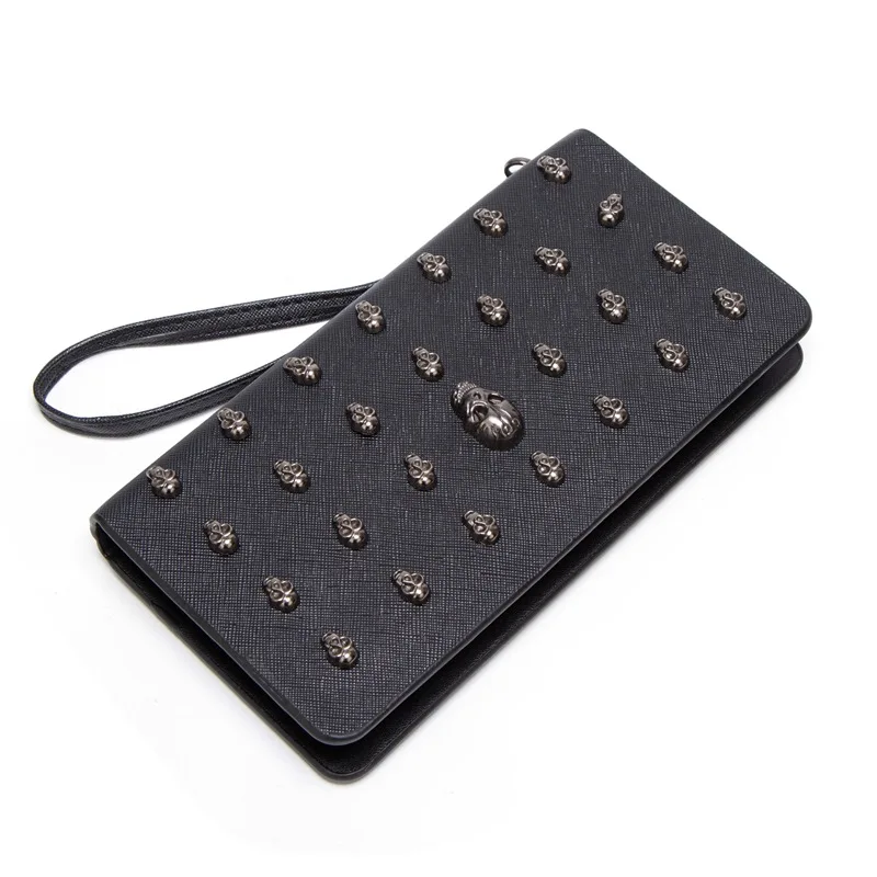 

Vintage Skull Wallets Women Men Long Rock Punk Zipper Wallet Skeleton Purse Clutch Card Holder Mummy Bag Wallet with Wristband