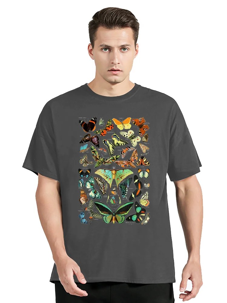 Майка из манги для мужчин и женщин Camisa de algodón con diseño mariposas botánicas ropa Vintage