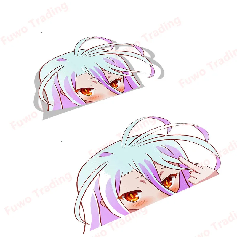 

Fuwo Trading Car Stickers Fashion Shiro No Game No Life Peeker Big Head Anime Vinyl Rear Windshield Trunk Accessories PVC