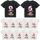 Футболка Pocoyo номер 1-10, футболки с рисунком аниме, графические футболки, одежда для маленьких девочек, детская счастливая фотография, подарок