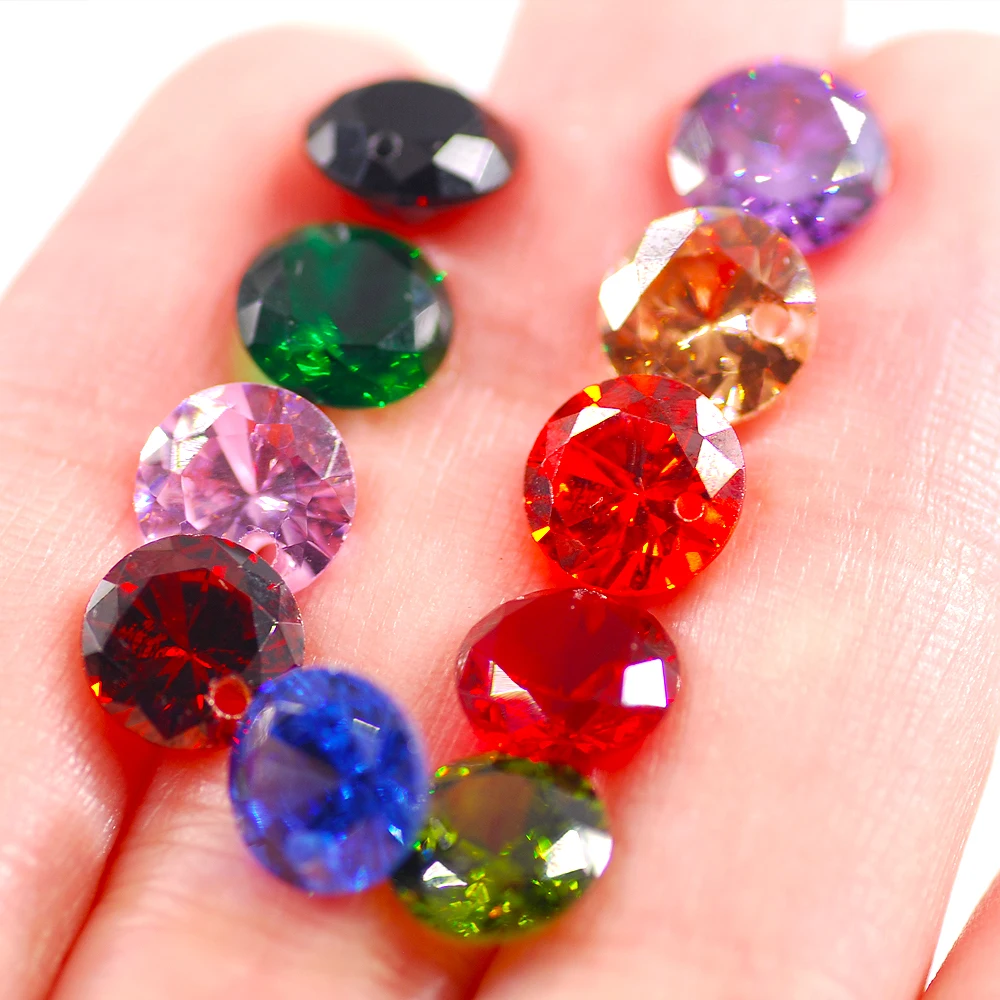

4mm/6mm 50PCS Single Hole Gems 11Colors Cubic Zirconia Crystal Round Rhinestone For Jewelry Necklac Eearrings Accessories