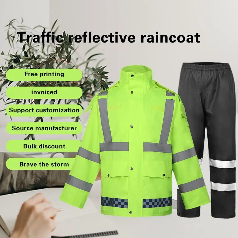 

Stay Safe and Visible in the Rain with Adult Reflective Clothing and Fluorescent Green Raincoat