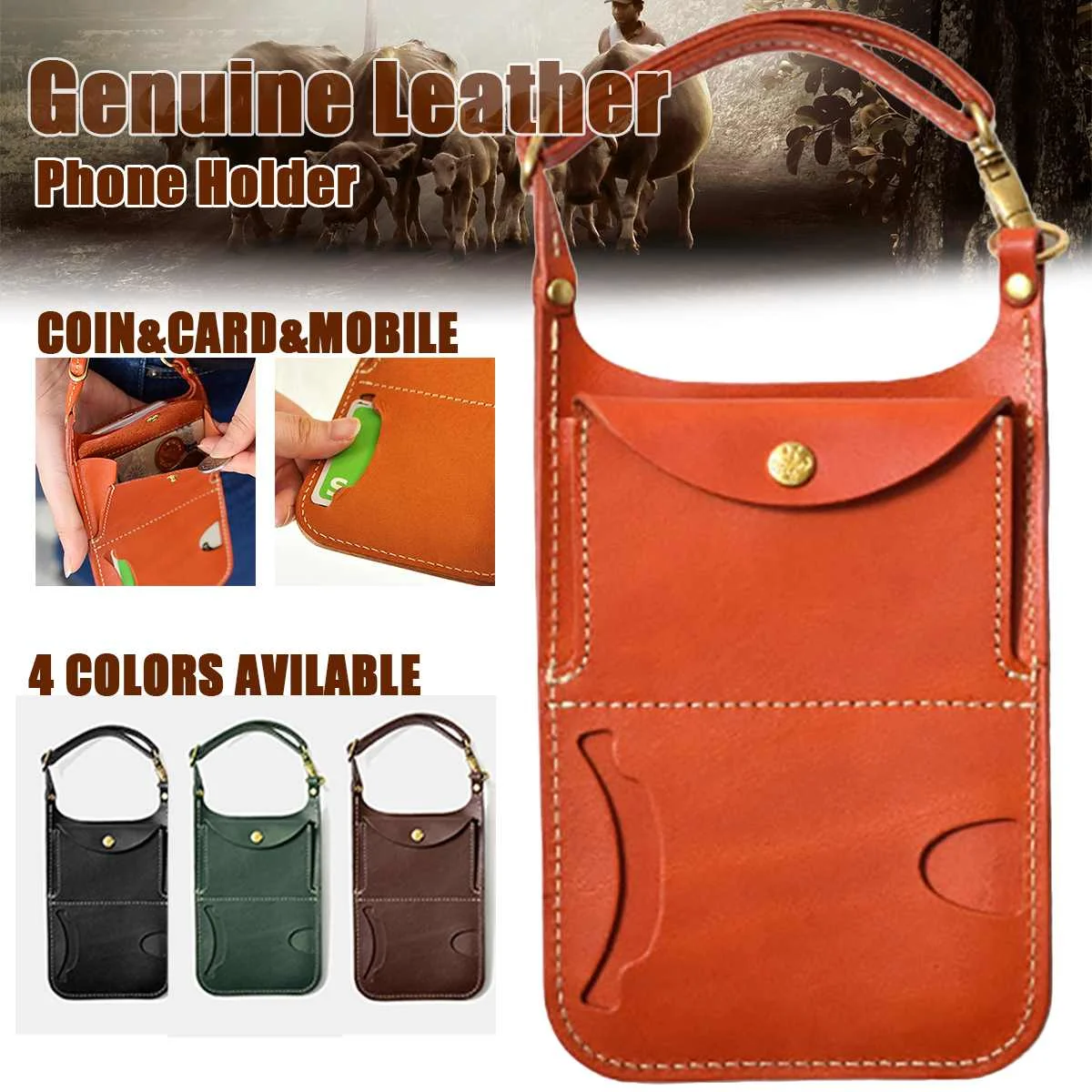 

2022 Genuine Leather Waist Bag Vintage Casual Carry 6.1 inch Phone Bag Coin Bag Waist Bag Phone Holster Storage For Men Women