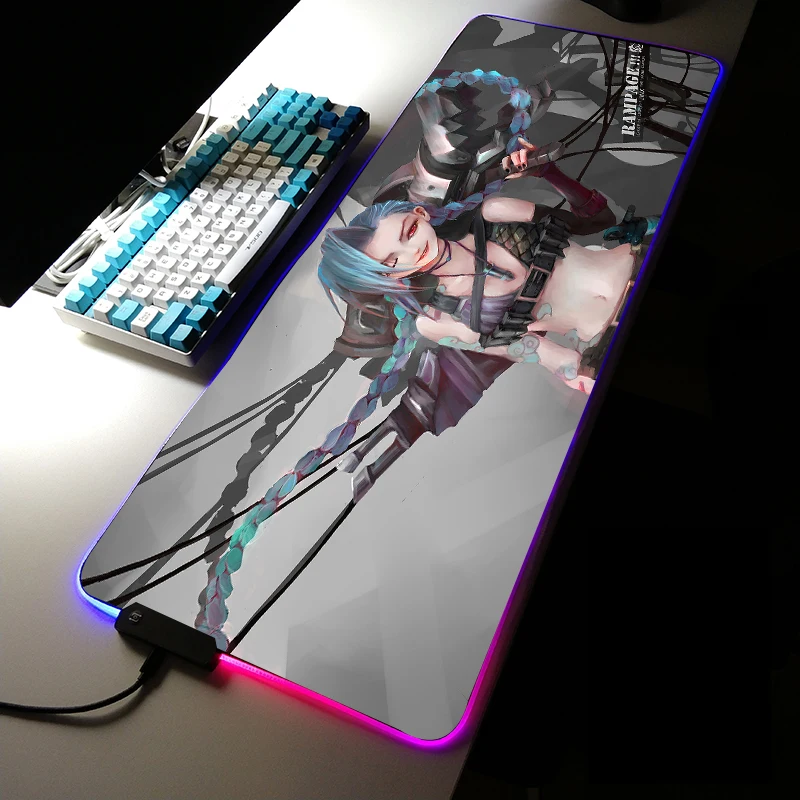 

Arcane Jinx RGB Desk Mat Xxl Gaming Mouse Pad Gamer Deskmat Stitch Mousepad Carpet Mats Pc Accessories Anime Keyboard Laptops