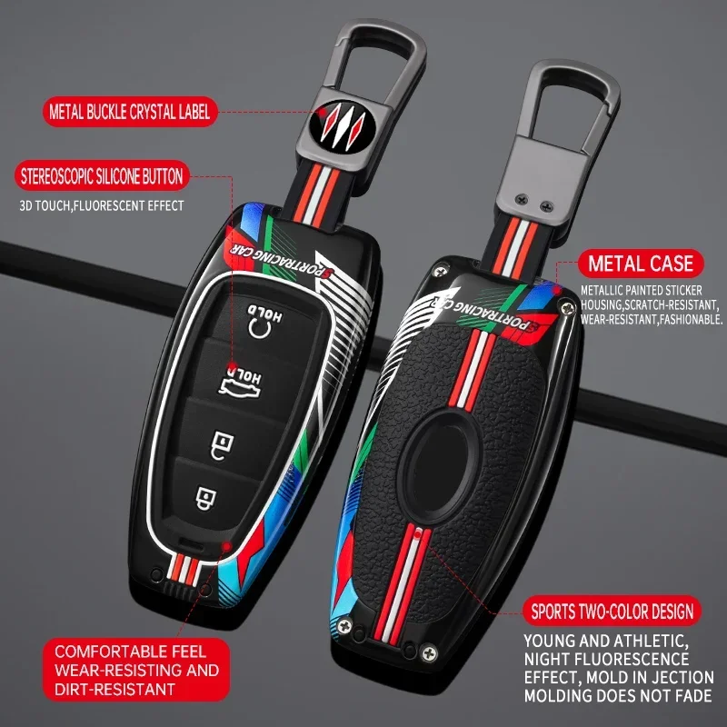Фото Для Hyundai Sonata Sel Ev 6 Ev 8 IONIQ 5 Nexo DN8 Fe Tucson Sonata Staria NX4 Ioniq Racing Металлический силиконовый чехол для ключей от автомобиля №1