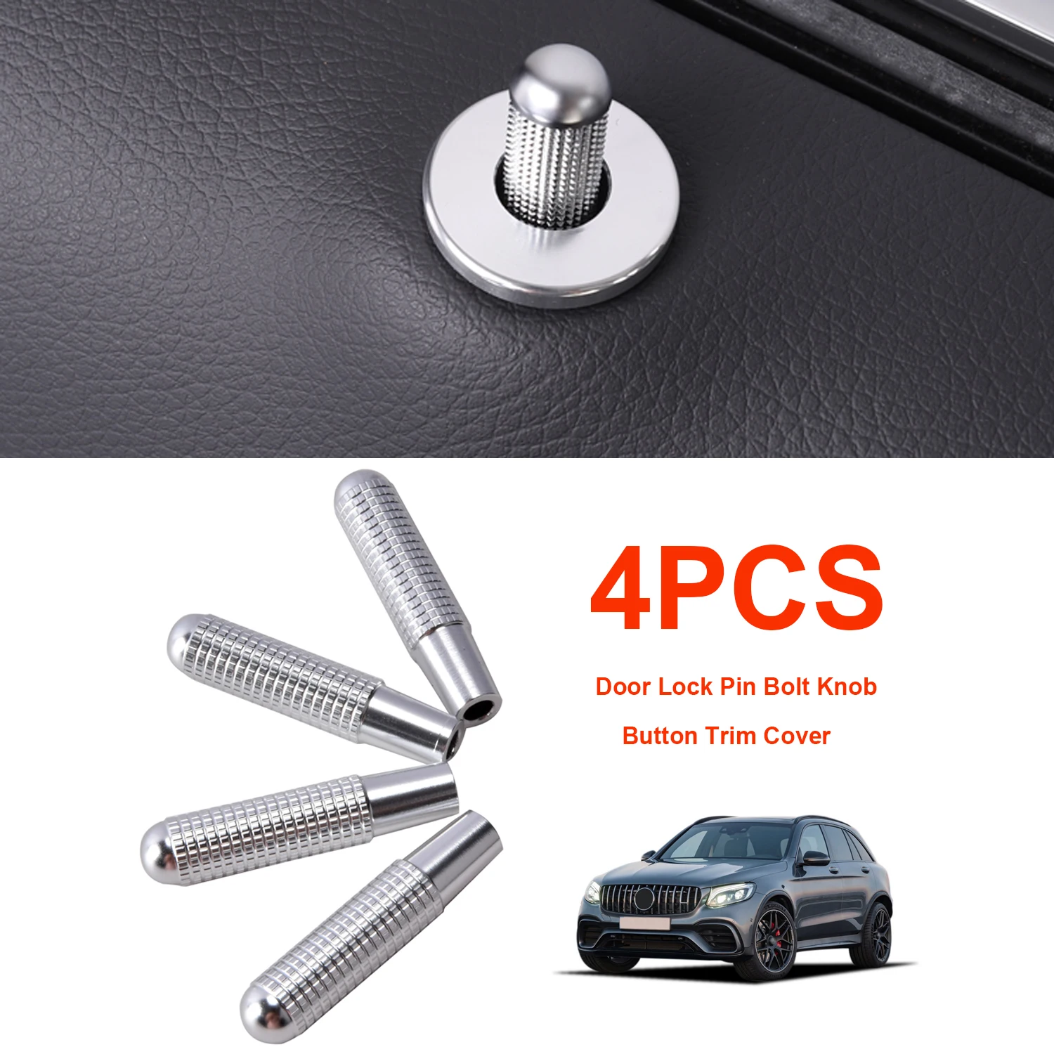 

4 pcs a set Door Lock Pin Bolt Knob Trim Cover For Mercedes Benz A Cla Gla Class C117 X156 C W205 E W212 W213 Glc X253 Glk