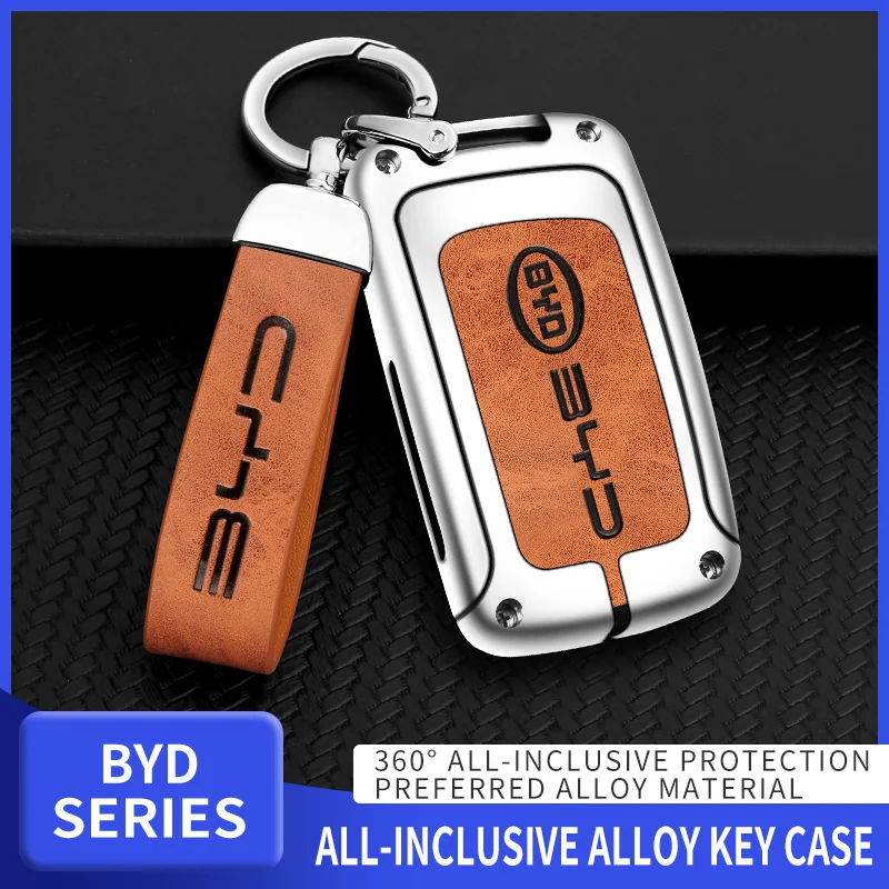 

Alloy Leather Car Remote Key Fob Case Full Cover Protector Shell For BYD S6 S7 G3 L3 M6 L6 E6 F0 F3 G3R Keychain Accessories