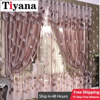 american pastoral printing leaves blackout curtains sheer tulle for living room bedroom kitchen window screen tulle curtains