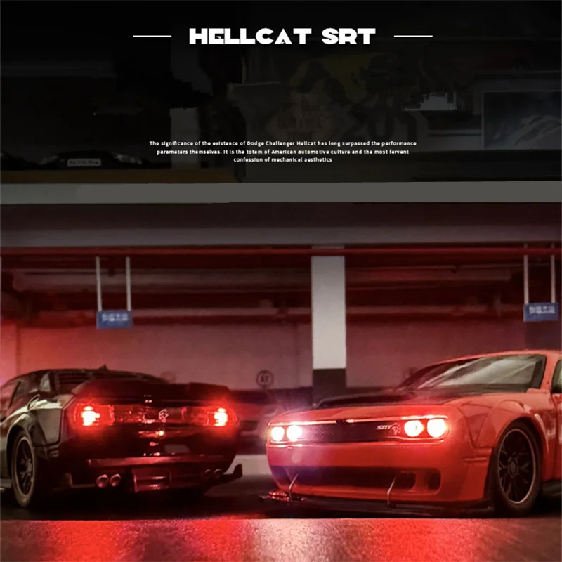 Фото 1:32 Dodge Challenger SRT Redeye Hellcat, модель автомобиля из сплава Musle, литой под давлением металлический спортивный автомобиль, модель автомобиля, звуковой свет, детская игрушка в подарок №4