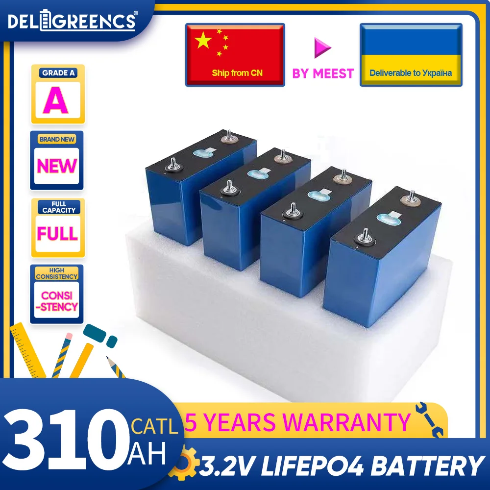 Аккумулятор CATL 300AH 310AH 320AH Lifepo4, внешний аккумулятор 12В 24В 48В, класс, новые перезаряжаемые батареи в Украину, Meest Solar