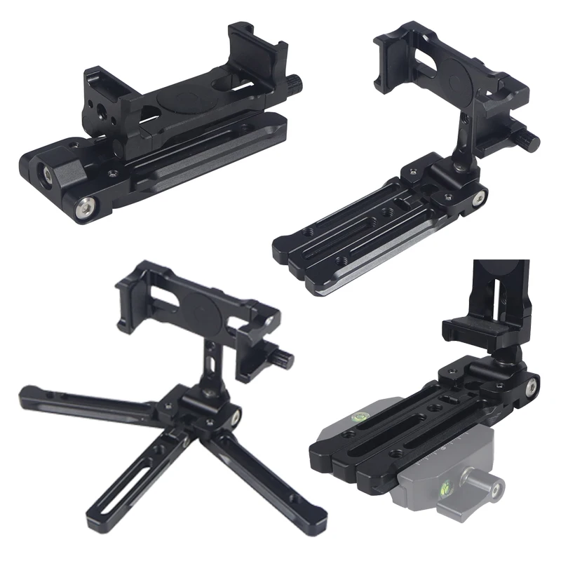 

L Bracket Tripod Head Plate with Phone Holder Clamp for Mic LED Light Video Mobile Phone Vlog Accessories