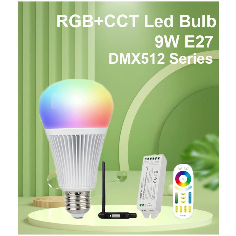 Miboxer DMX512 control series FUT012 9W E27 RGB+CCT LED Light Bulb  220 Degree Beam Angle Work with  App/Voice/RF AC100-240V