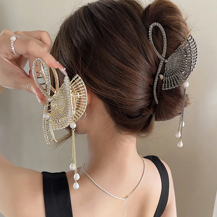 

Tassel Hair Grab Clip Women's High-grade Head Full of Rhinestone Hairpin Headdress Hair Accessories for Kids Girl
