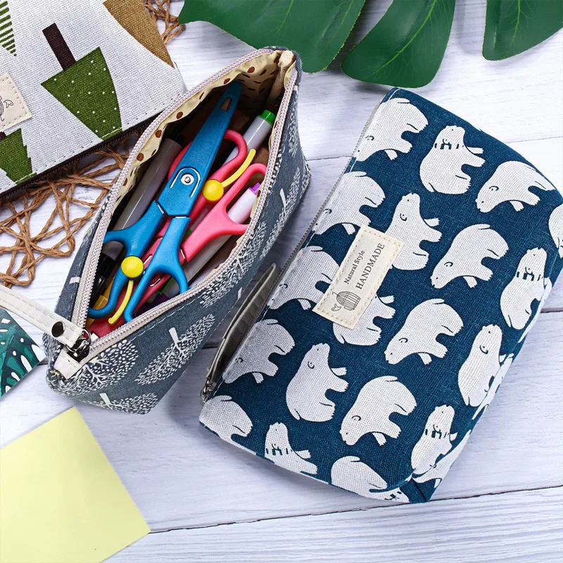 

1PC Women Soft Cosmetic Bag Canvas Women Travel Storage Bag Toiletries Organize Cute Make Up Bags Girl Student Pencil Case Gift