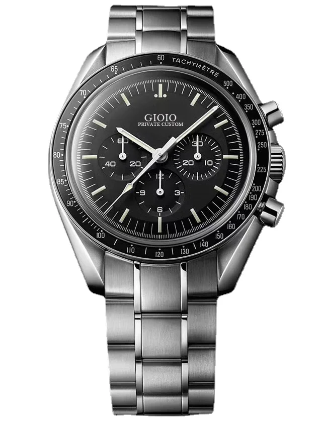 

Luxury New Mens Quartz Chronograph Watch VK 63 Speed Racing Luminous Ceramic Black Leather Sport Wristwatch