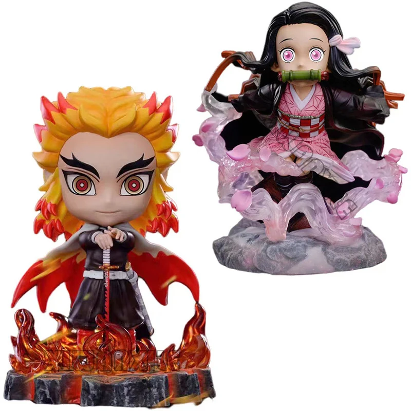 

10cm Demon Slayer Anime Figure Kyojuro Rengoku Kimetsu No Yaiba Action Figure Kamado Nezuko Figure Collection Model Doll Toys