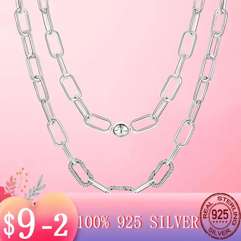 

2022 Hot Fine Women Chain Necklace Sale 925 Silver Me Charm Snake Chain Link Necklace for Women Original Charm Jewelry Gift