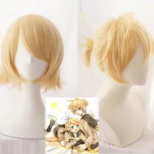 Rin / Len Short Blonde Heat Resistant Hair Cosplay Costume Wig + Track + Wig Cap