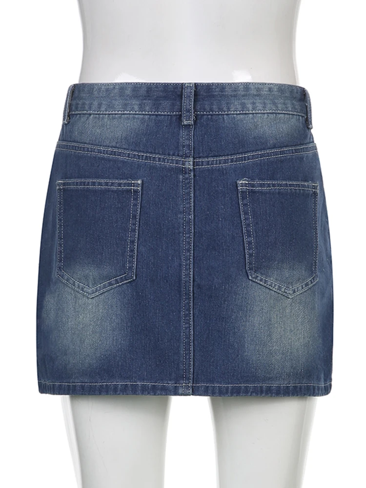 Юбка-карандаш Женская джинсовая в стиле ретро с низкой талией - купить по