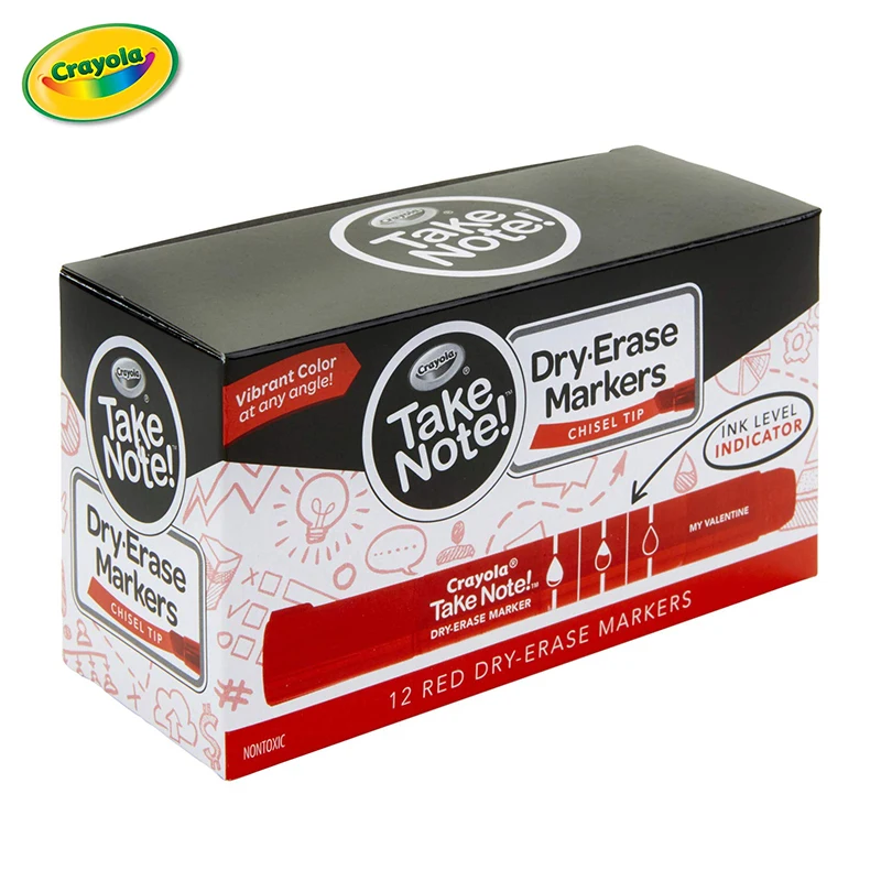 

Crayola Take Note Dry Erase Markers Red Chisel Tip Markers Office & School Supplies 12 Count Red Color Take Note Mark Pen