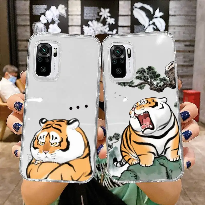 

cute fat tiger Phone Case Transparent for Xiaomi mi 10T 11 Redmi note 7 8 9 9S 10 9A 9T pro