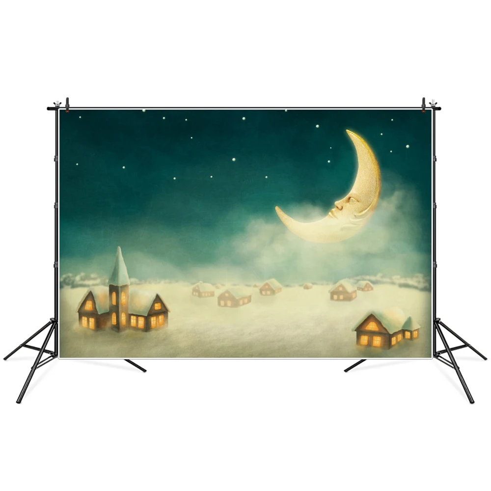 

Baby Starry Sky Alien House Moon Man Birthday Party Photography Backdrops Kids Sign Night Fantastic Wall Photographic Background