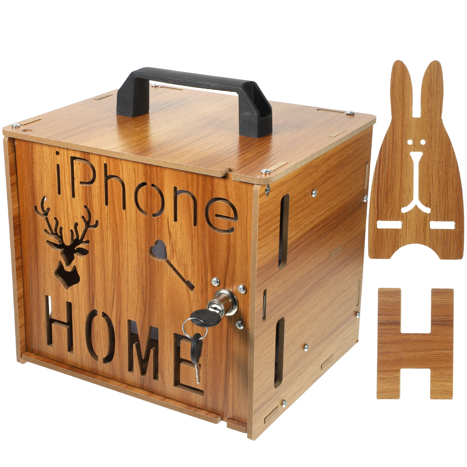 

Wooden Jail Storage Cabinet Mobile Case Locker Holder Classroom Multi-slot