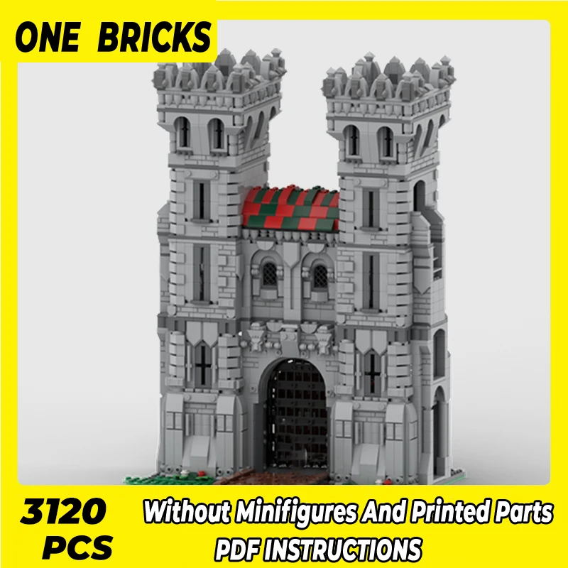 

Moc Building Blocks Fortress Model Red Castle Gate Technical Bricks DIY Assembly Construction Toys For Childr Holiday Gifts