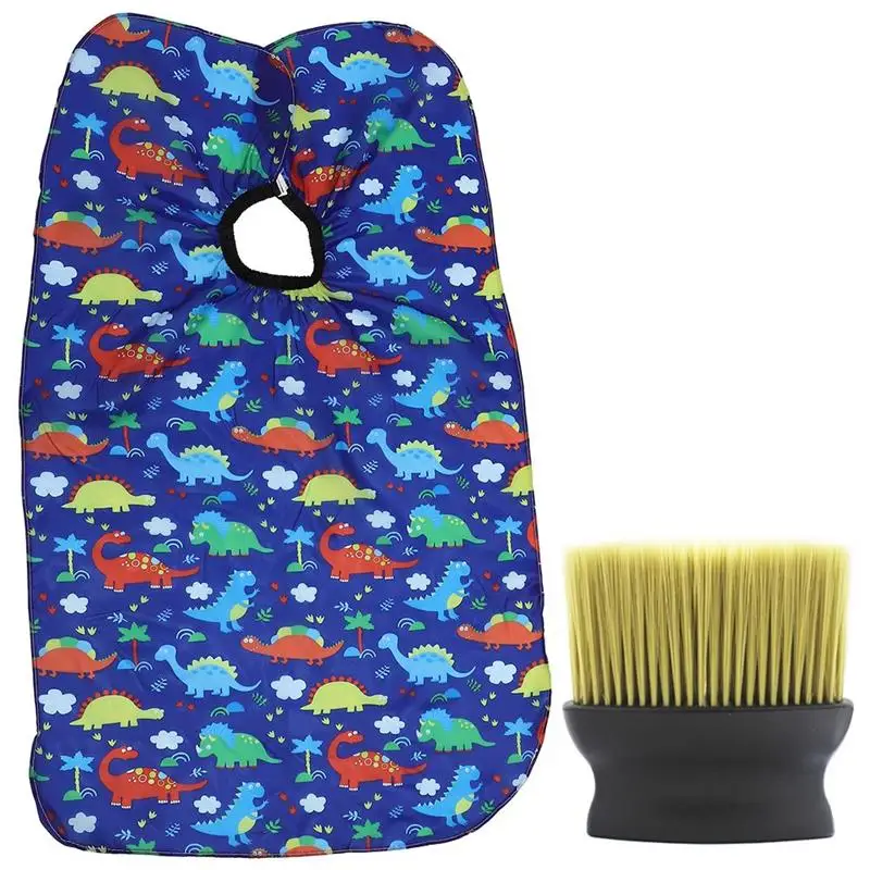 

1 Set Cartoon Haircut Cape with Barber Brush Reusable Barber Cape Kids Haircut Cape