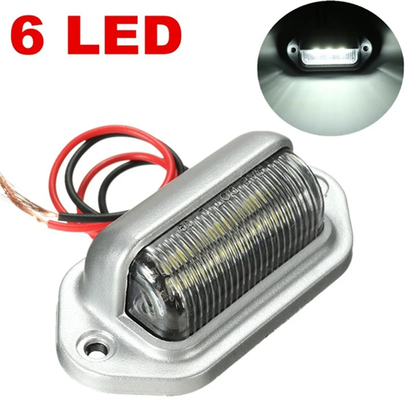 

1X Chrome 6LED License Number Plate Tag Interior Step Light For Boat RV Trailer