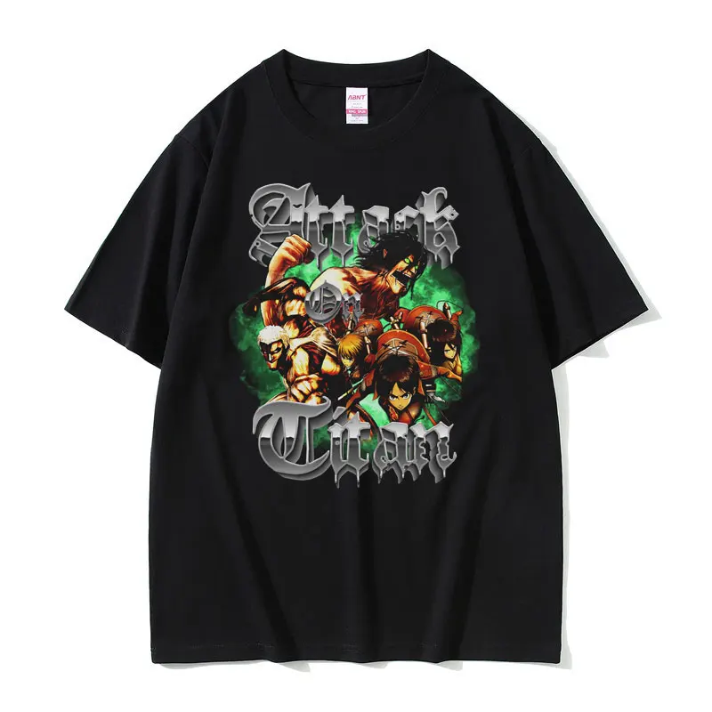 

Anime Attack on Titan Mikasa Ackerman Eren Yeager Shingeki No Kyojin Oversized Graphic T Shirt Men Women Casual Loose T-shirts