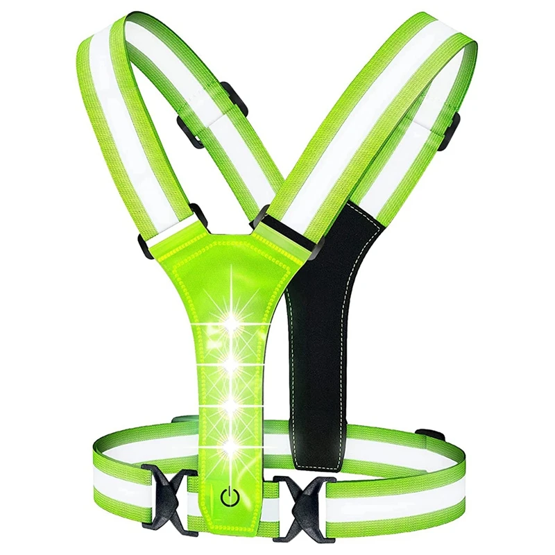 

LED Reflective Running Vest,Adjustable Elastic Running Safety Gear LED Light Up Vest Perfect for Running,Walking,Cycling