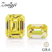 emerald cut lemon yellow moissanite stone with certificate waist code diamond gemstone vvs excellent for custom jewelry making