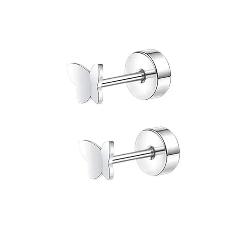 Серьги-гвоздики с бабочкой