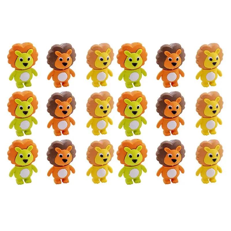 

18Pcs Erasers Kids Animal Mini 3D Pencilfor Classroom Puzzle School Desk Prizes Animalspets Supplies Cartoon Bagshaped Party