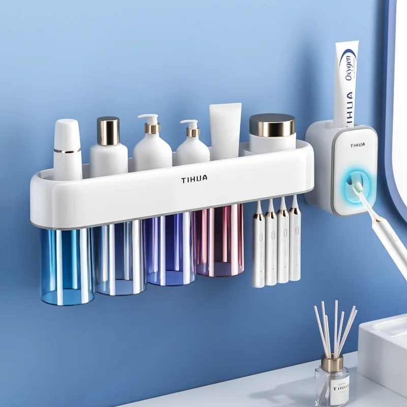 

TIHUA Electric Toothbrush Holder Automatic Toothpaste Squeezer Dispenser with Magnetic Storage Rack Bathroom Accessories sets