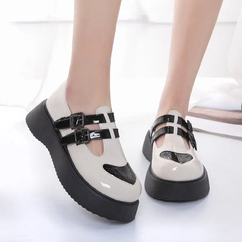 

Thick Heel Mary Jane Shoes Women's Soft Autumn New Patent Leather Fashion Thick Bottom Heart-shaped Spring and Fall Shoes New