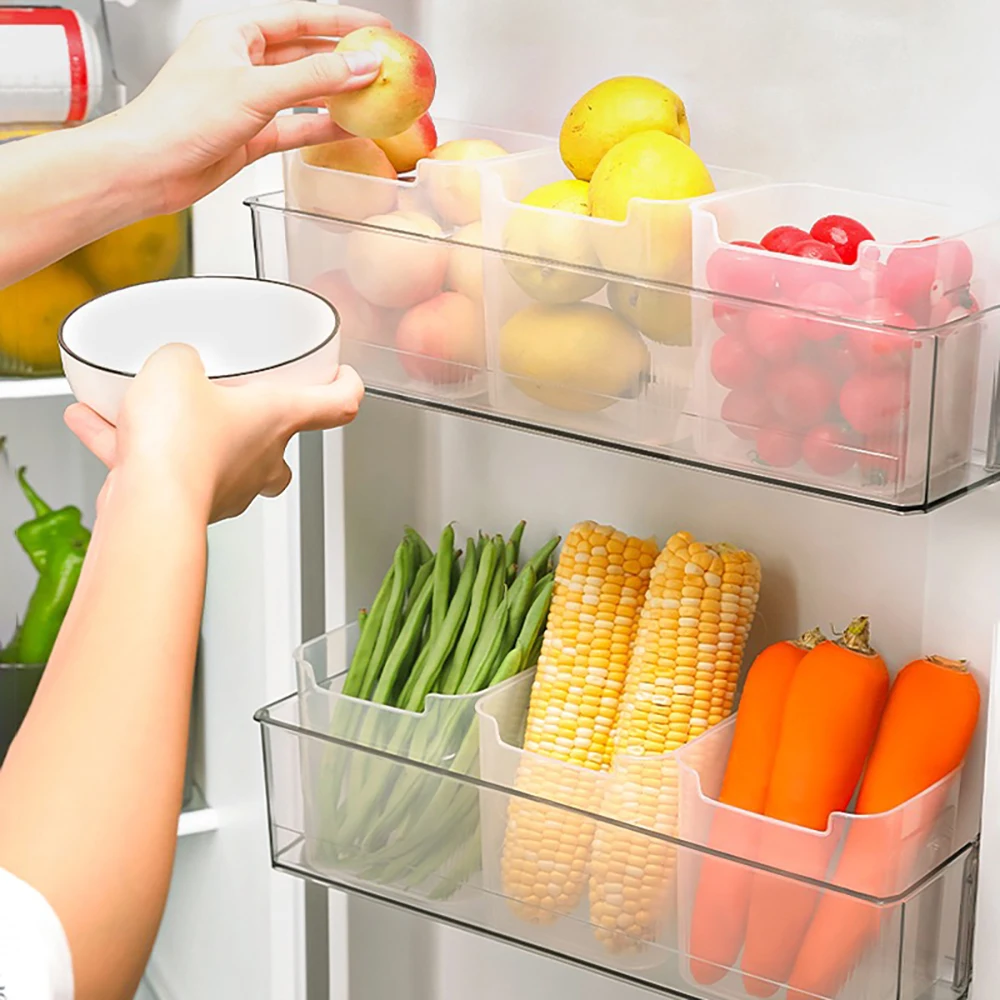 

Refrigerator Organizer Bin Plastic Fridge Side Door Food Fresh Fruit Vegetable Container Case For Kitchen Cabinet Storage Boxes