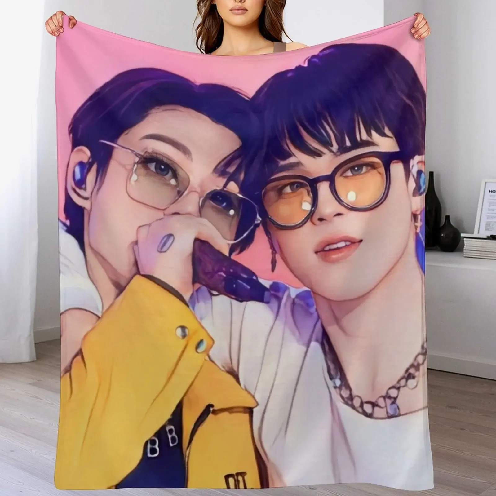 Фото Плед для концерта Jikook, уютное домашнее одеяло, подарок на Рождество и праздники №1