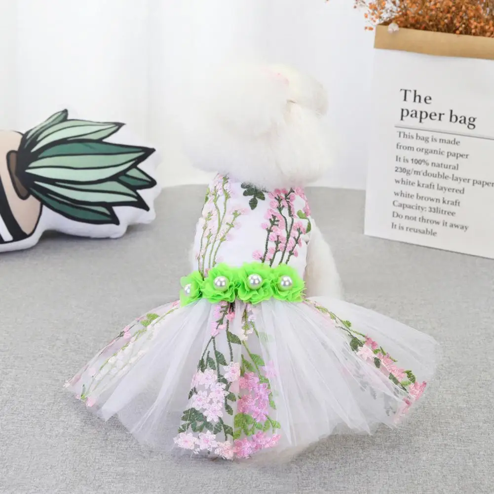 

Universal Cute Dog Wedding Leafy Flower Clothing Lace Pet Skirt Soft for Outdoor