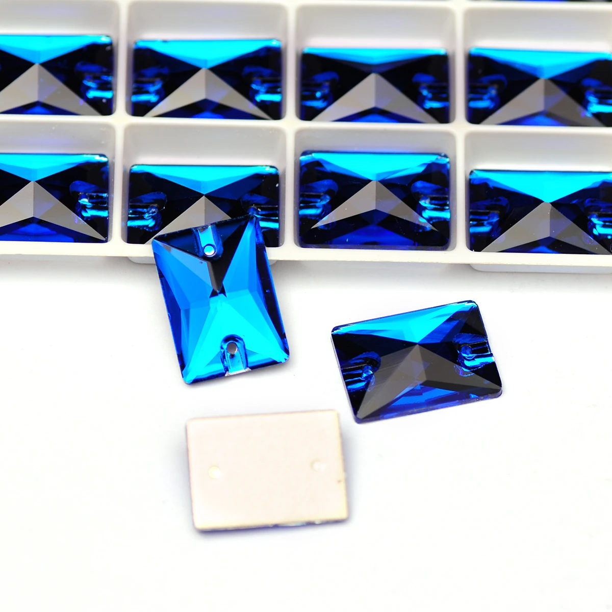 

Capri Blue Shiny Rectangle Glass Strass Flatback Crystal Sew On Rhinestones Crafts Glitter Sewing Accessories Design Decorations