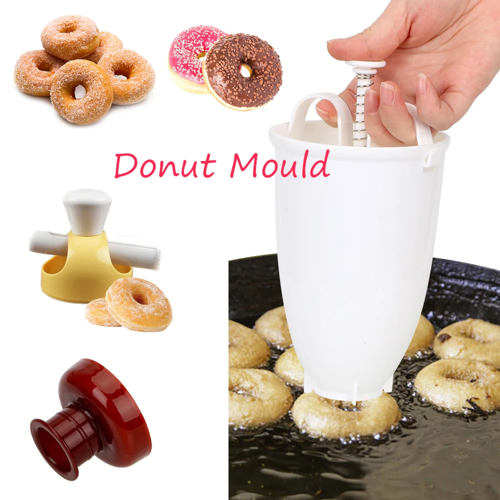 Plastic Donut Mould Easy Fast Portable Donut Maker Mini Waffle Machine Milker Diy Baking Mold Cake Tools Fry Kitchen Accessories